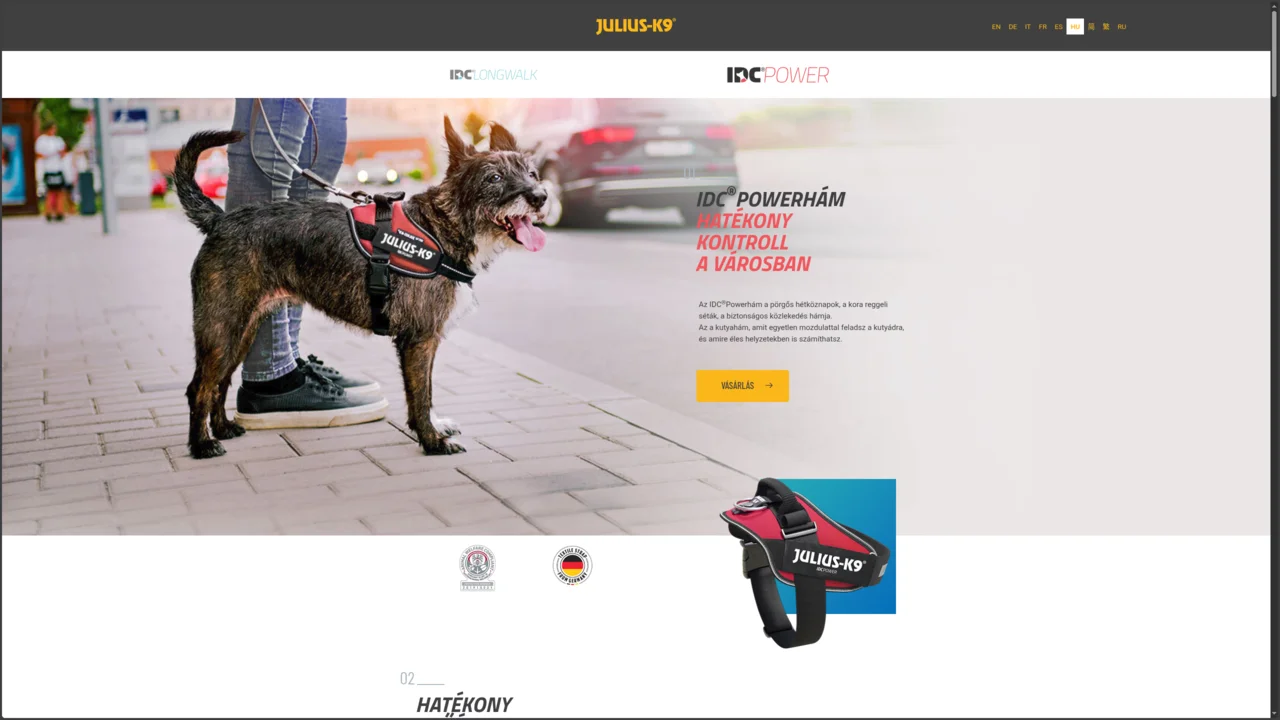 IDC®POWER landing – termékoldal felülete