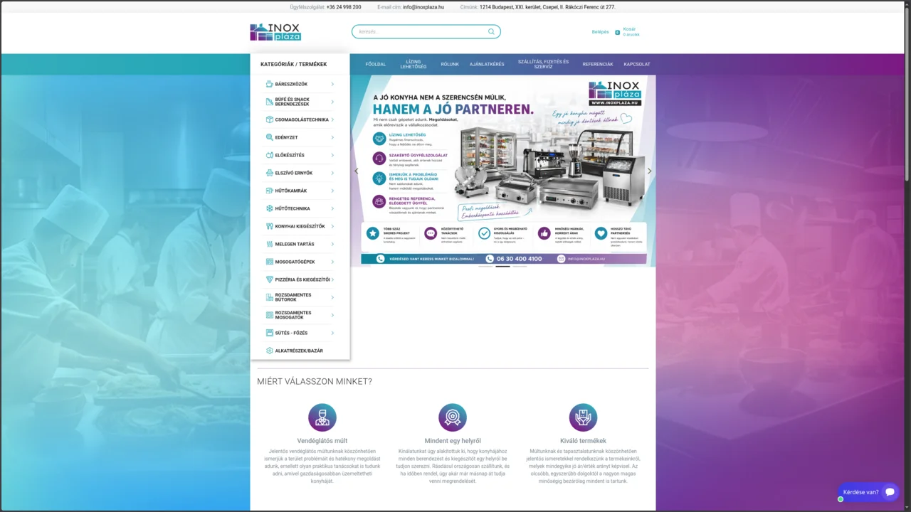 Inoxpláza – megújított webshop felülete